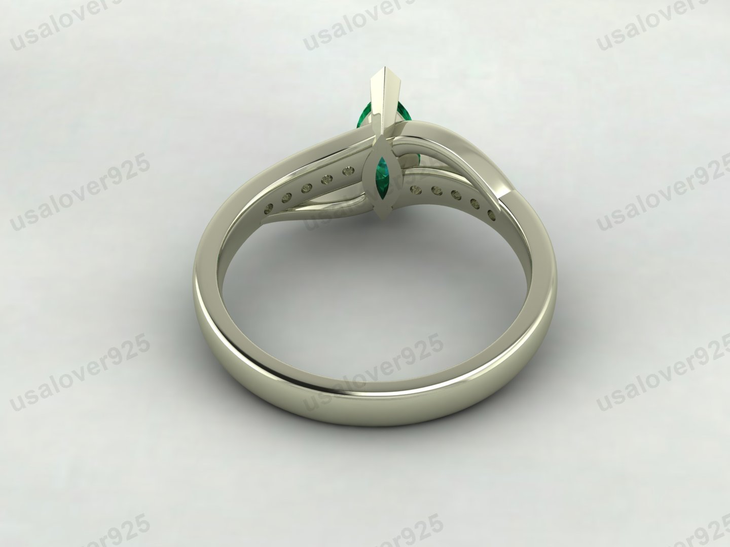 Emerald & CZ Diamond Gemstone Women Ring – 925 Sterling Silver Jewelry - Image 4