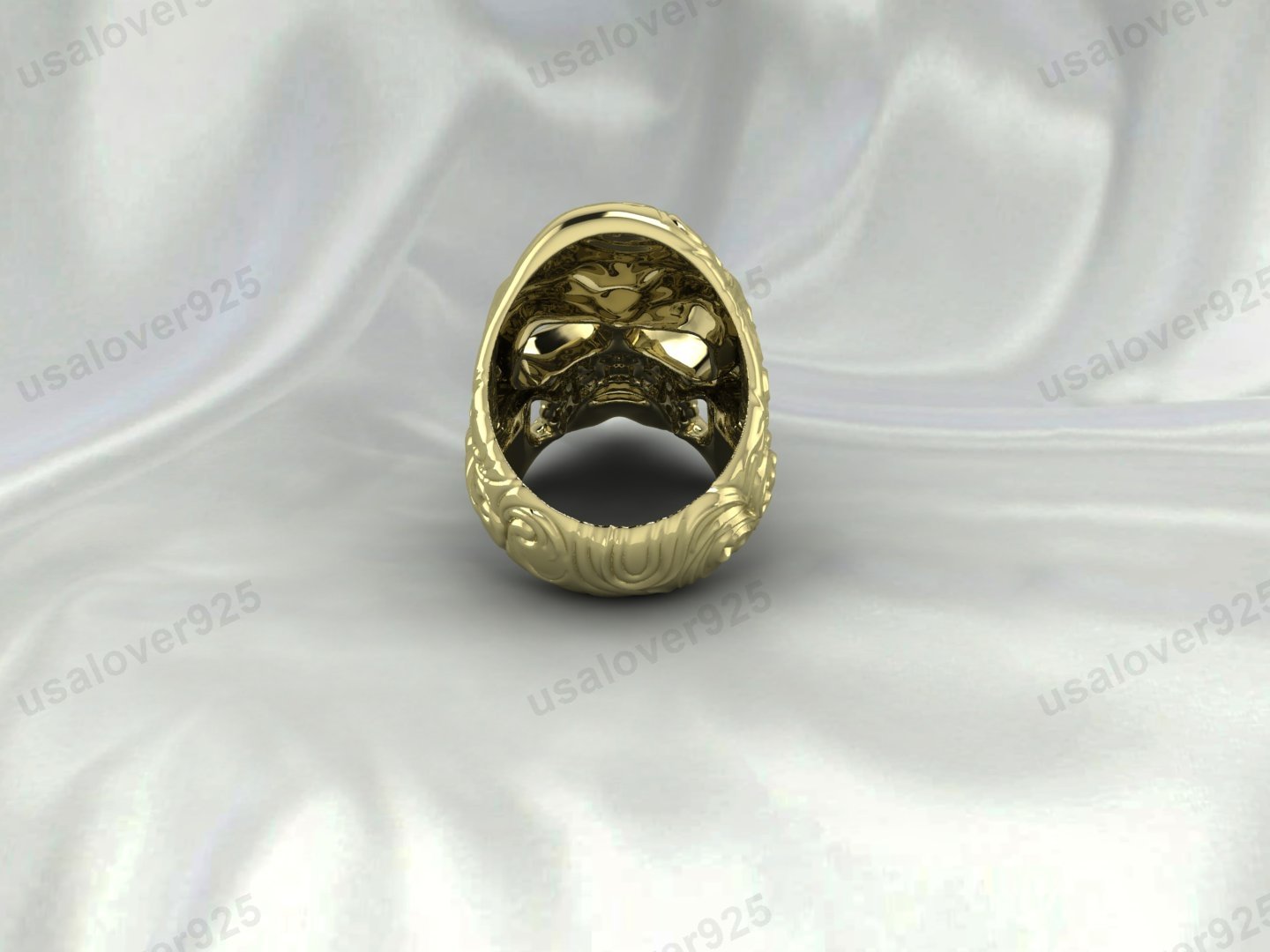 Skeleton Head Design Unisex Band Ring – High Quality Yellow Brass Jewelry - Image 3