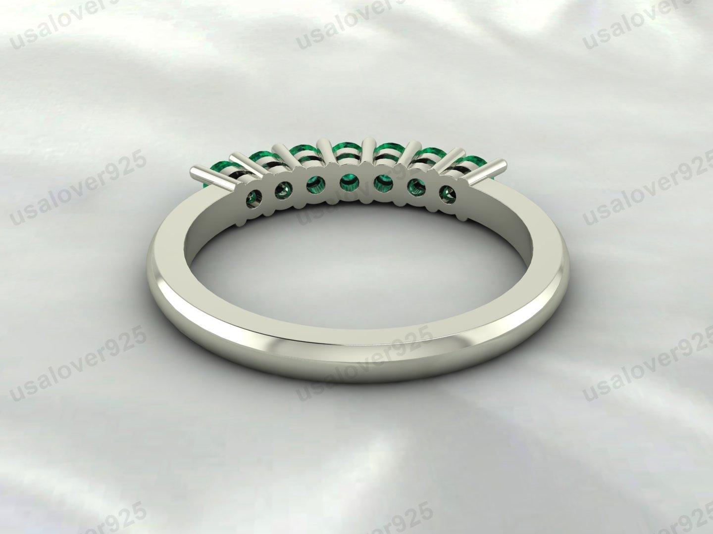 Emerald Gemstone Women Band – 925 Sterling Silver Ring Jewelry - Image 3