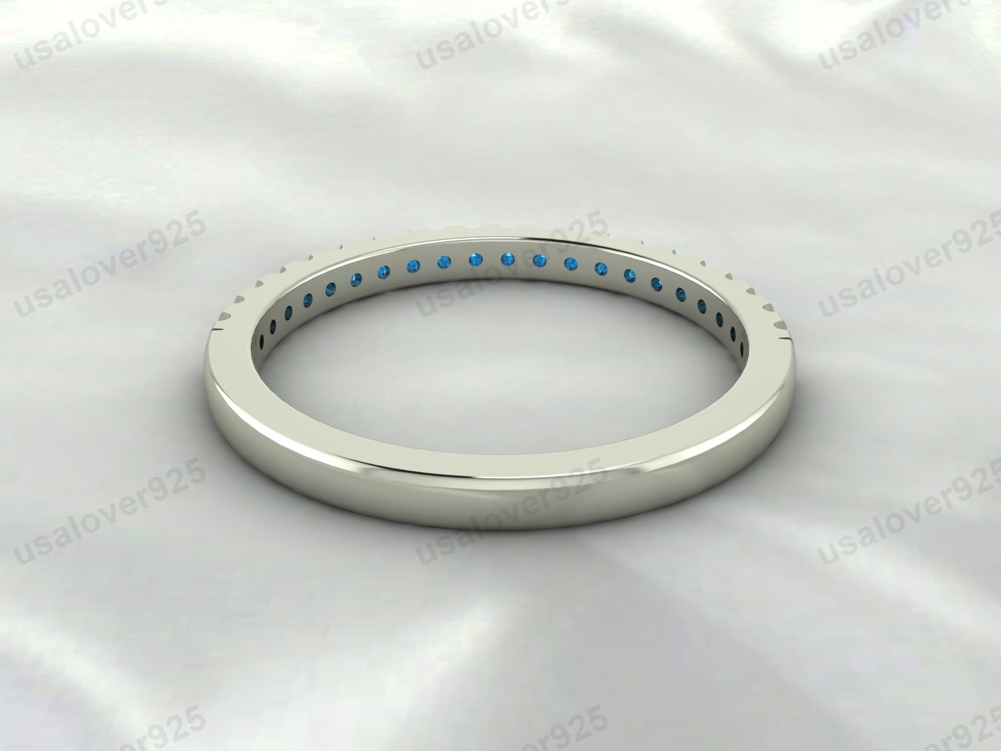 Topaz Stone Half Eternity Women Band – 925 Sterling Silver Ring Jewelry - Image 4