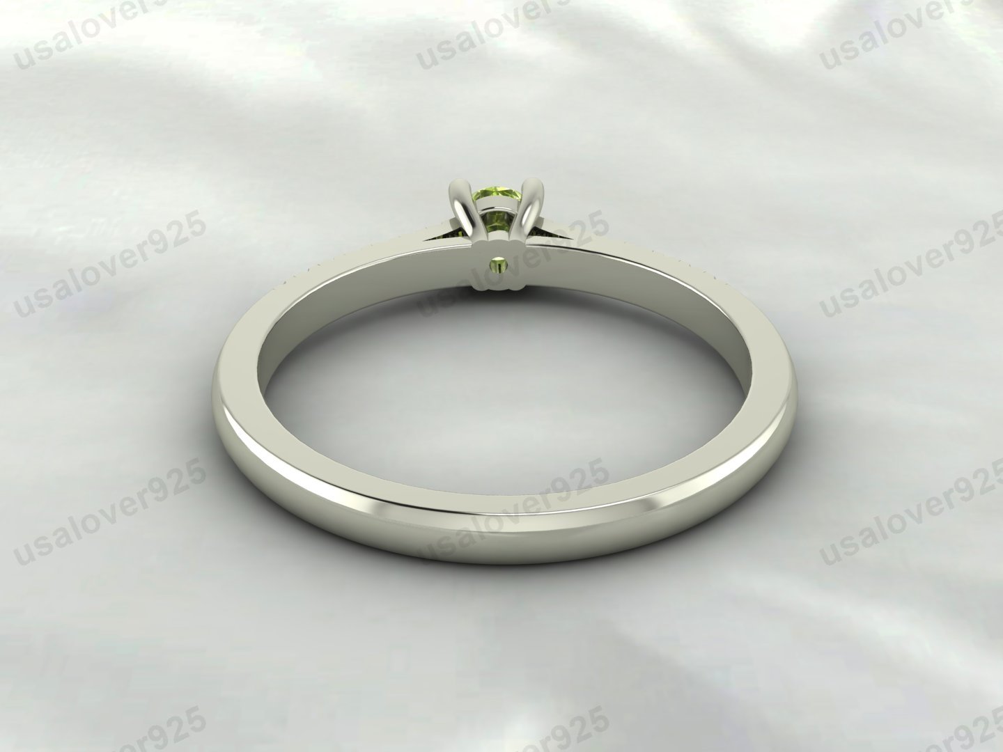 Peridot & CZ Diamond Gemstone Solitaire Women Ring – 925 Sterling Silver Jewelry - Image 3