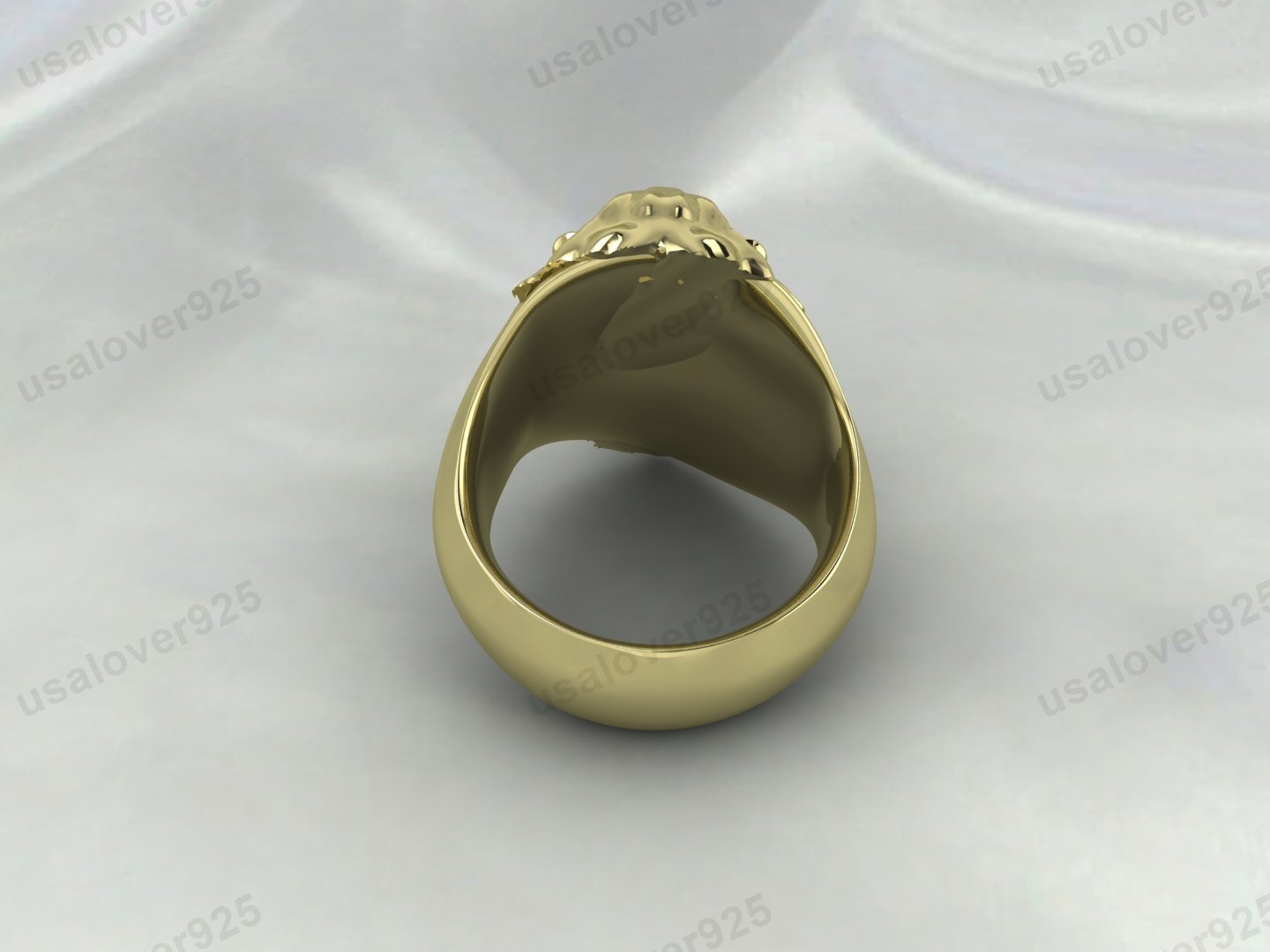 Lion Animal Unique Signet Men's Ring – High Quality Yellow Brass Jewelry - Image 4