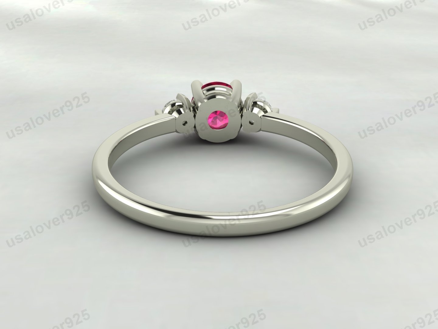 Ruby & CZ Diamond Gemstone Solitaire Women Ring – 925 Sterling Silver Jewelry - Image 4