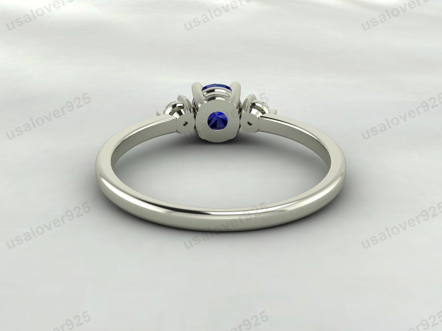 Sapphire & CZ Diamond Gemstone Solitaire Women Ring – 925 Sterling Silver Jewelry - Image 3