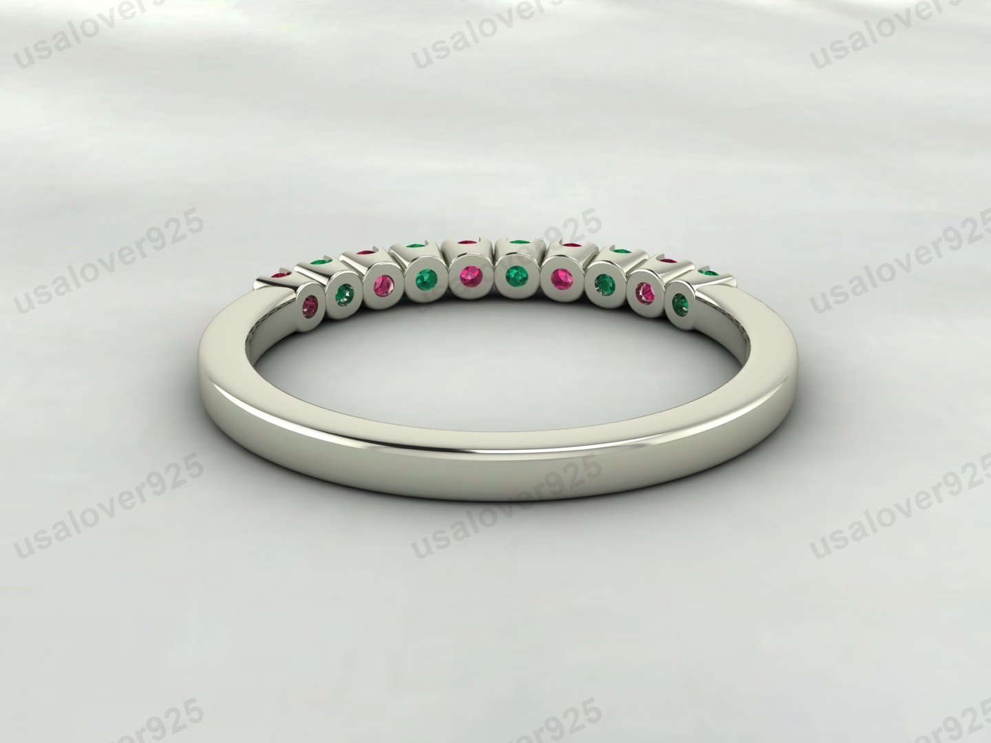 Emerald & Ruby Stone Eternity Band for Women – 925 Sterling Silver Ring Jewelry - Image 4