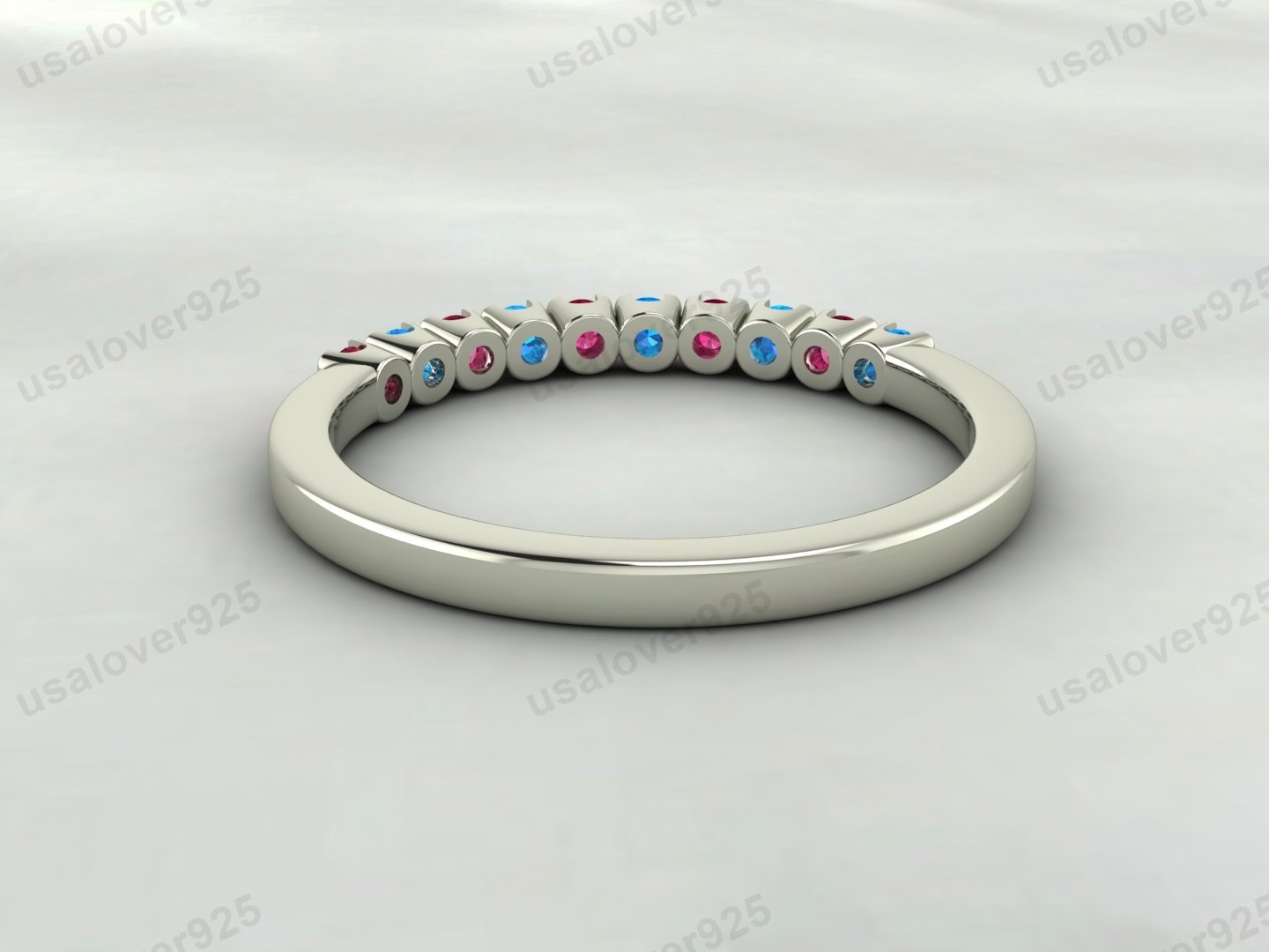 Topaz & Ruby Stone Eternity Band for Women – 925 Sterling Silver Ring Jewelry - Image 4