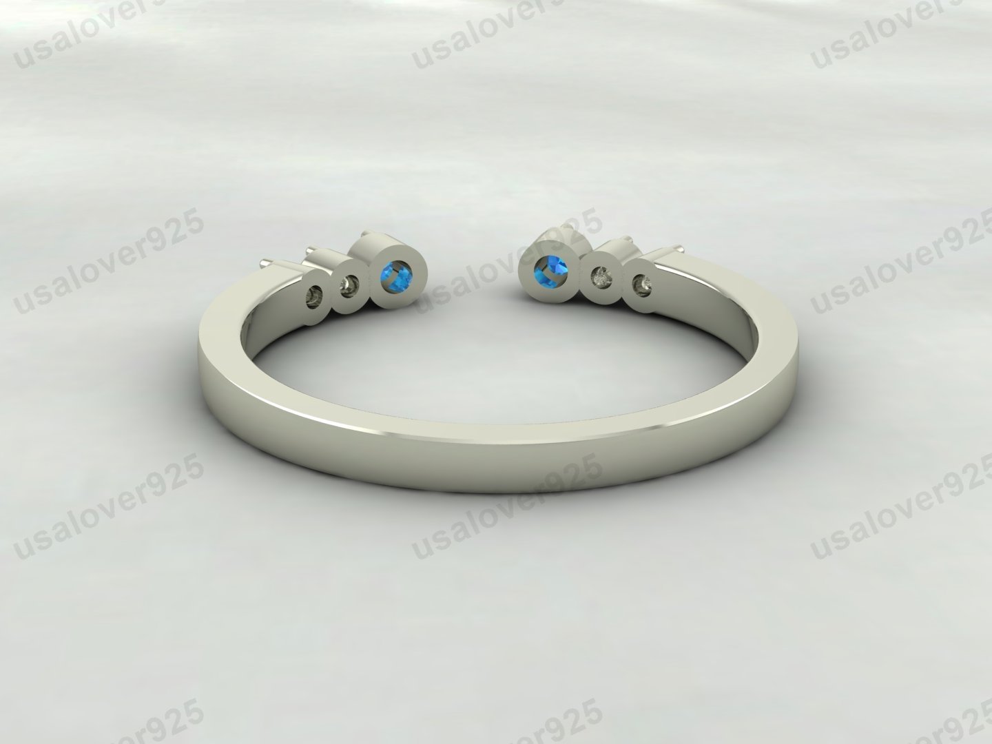 Topaz & CZ Diamond Stone Open Women Band – 925 Sterling Silver Ring Jewelry - Image 4