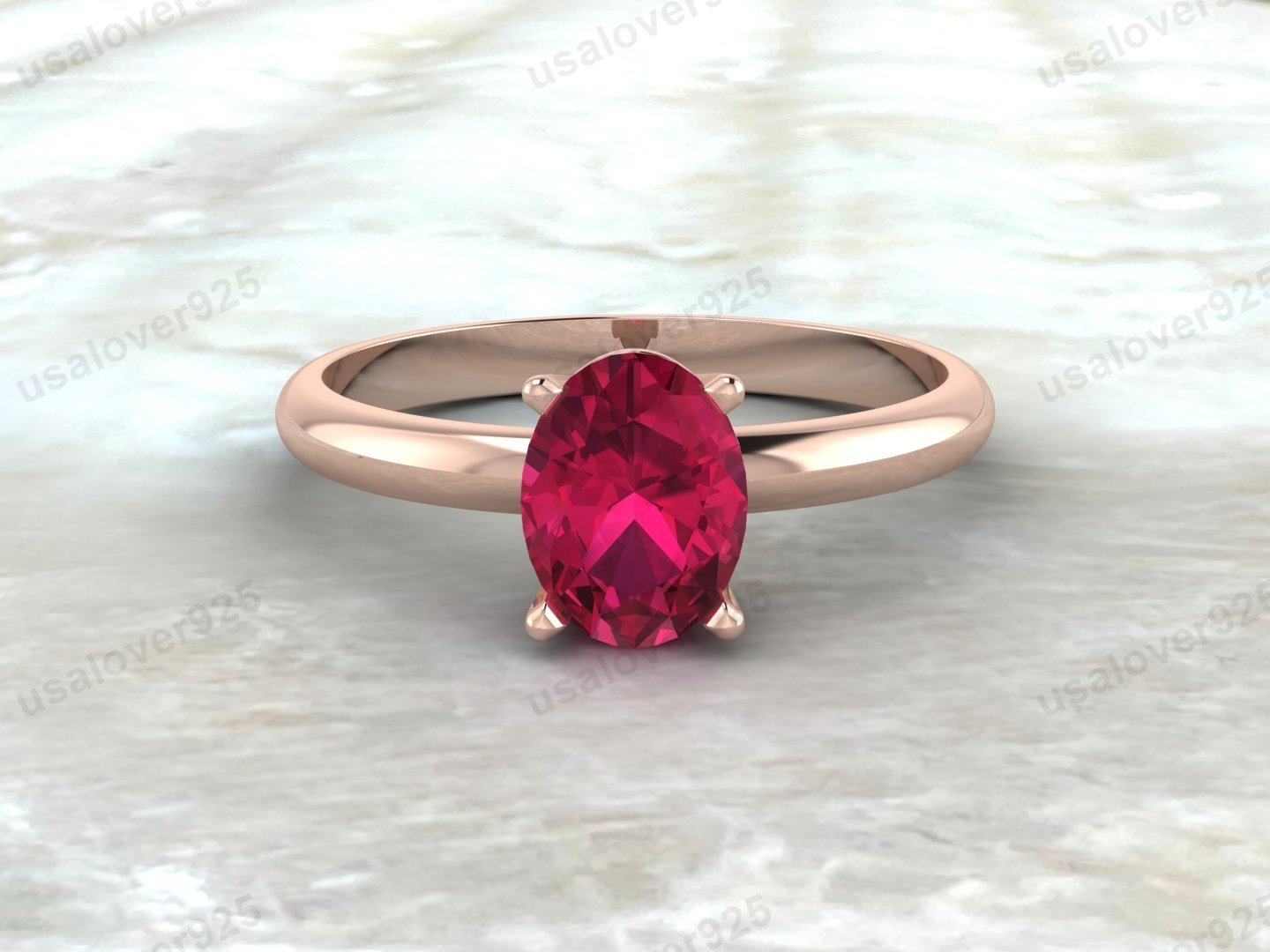 Ruby Oval Gemstone Solitaire Women Ring – 925 Sterling Silver Jewelry - Image 3