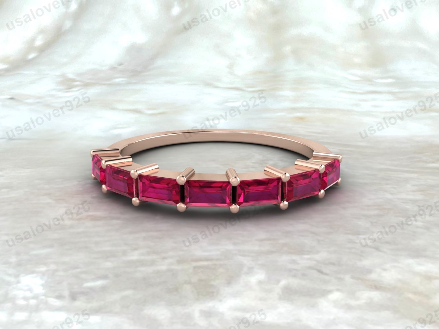 Ruby Gemstone Eternity Women Band – 925 Sterling Silver Ring Jewelry - Image 2