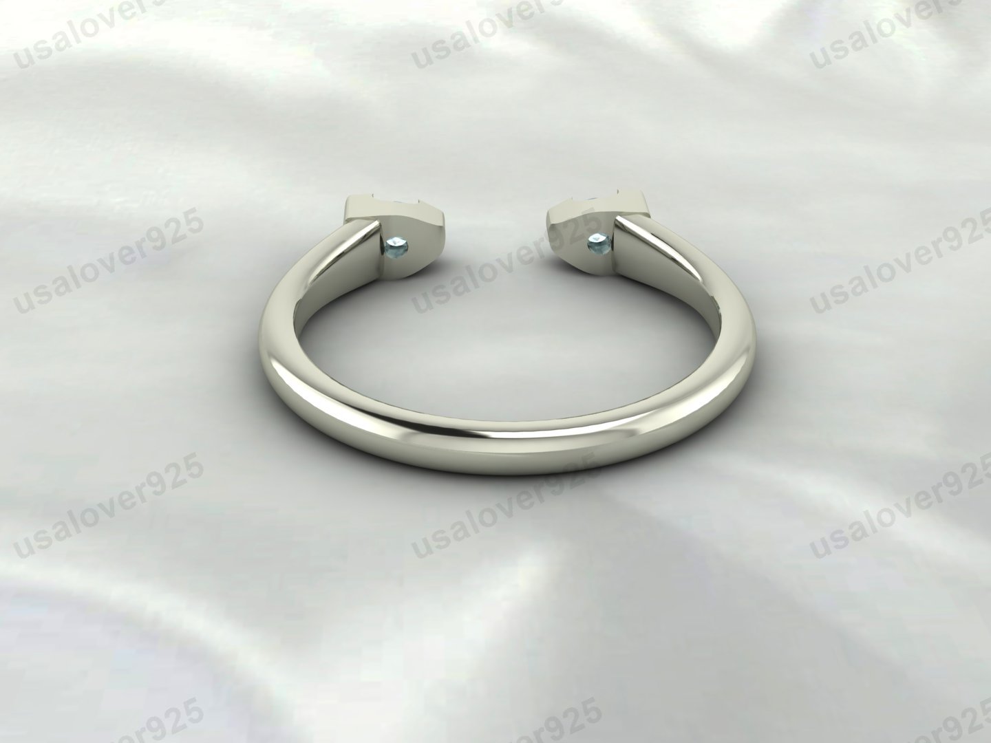 Aquamarine Gemstone Open Women Band – 925 Sterling Silver Ring Jewelry - Image 3