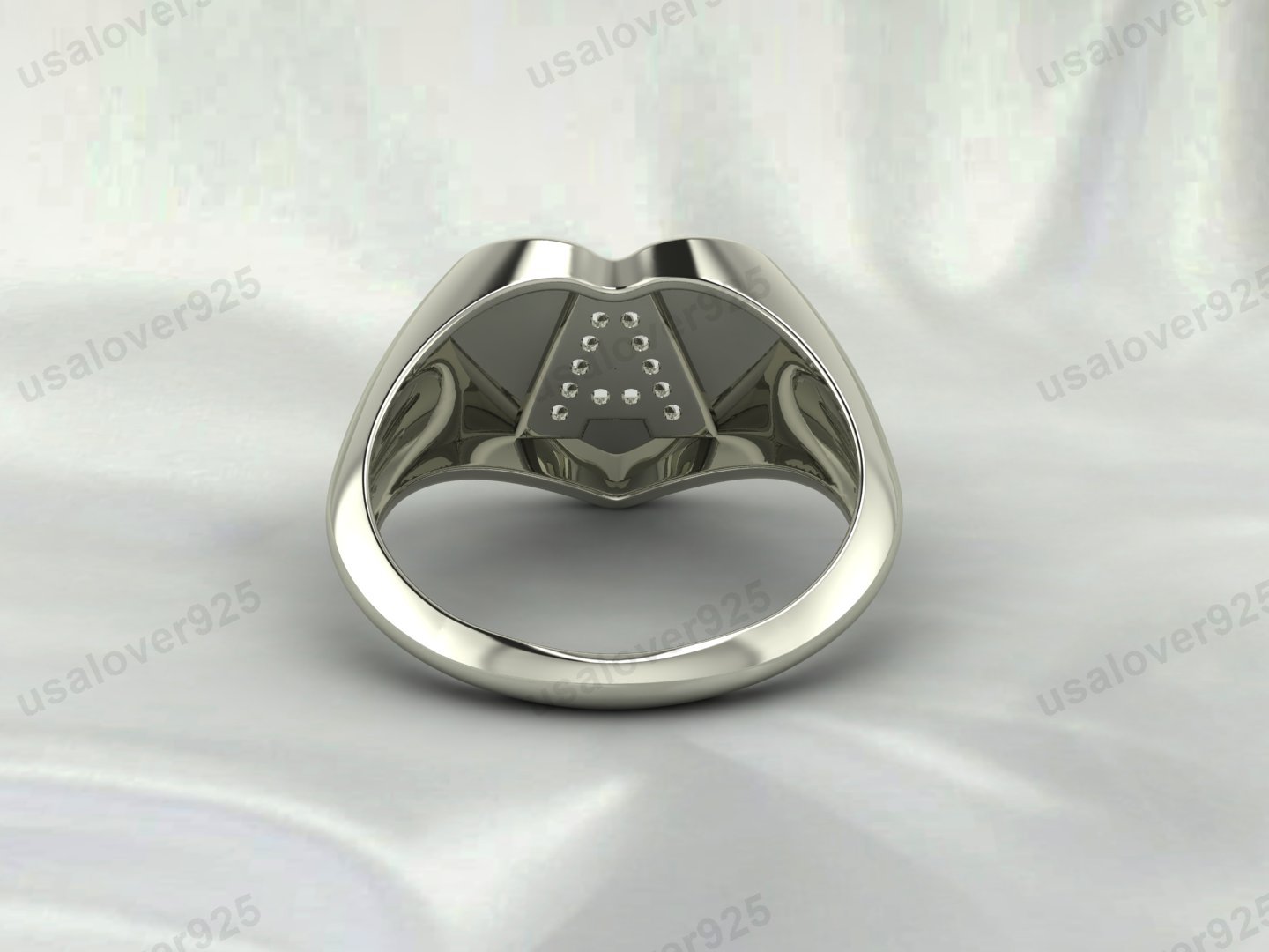 CZ Diamond Stone A Alphabet Unisex Ring – 925 Sterling Silver Jewelry - Image 2