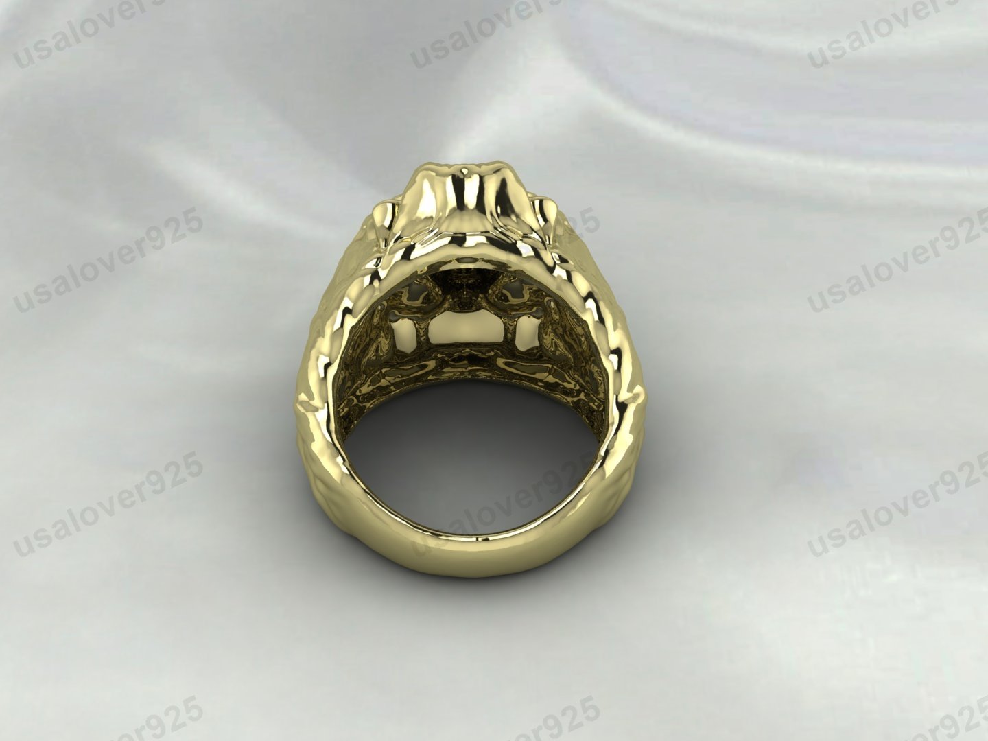 Lion Unique Heavy Mens Signet Ring – High Quality Yellow Brass Jewelry - Image 3