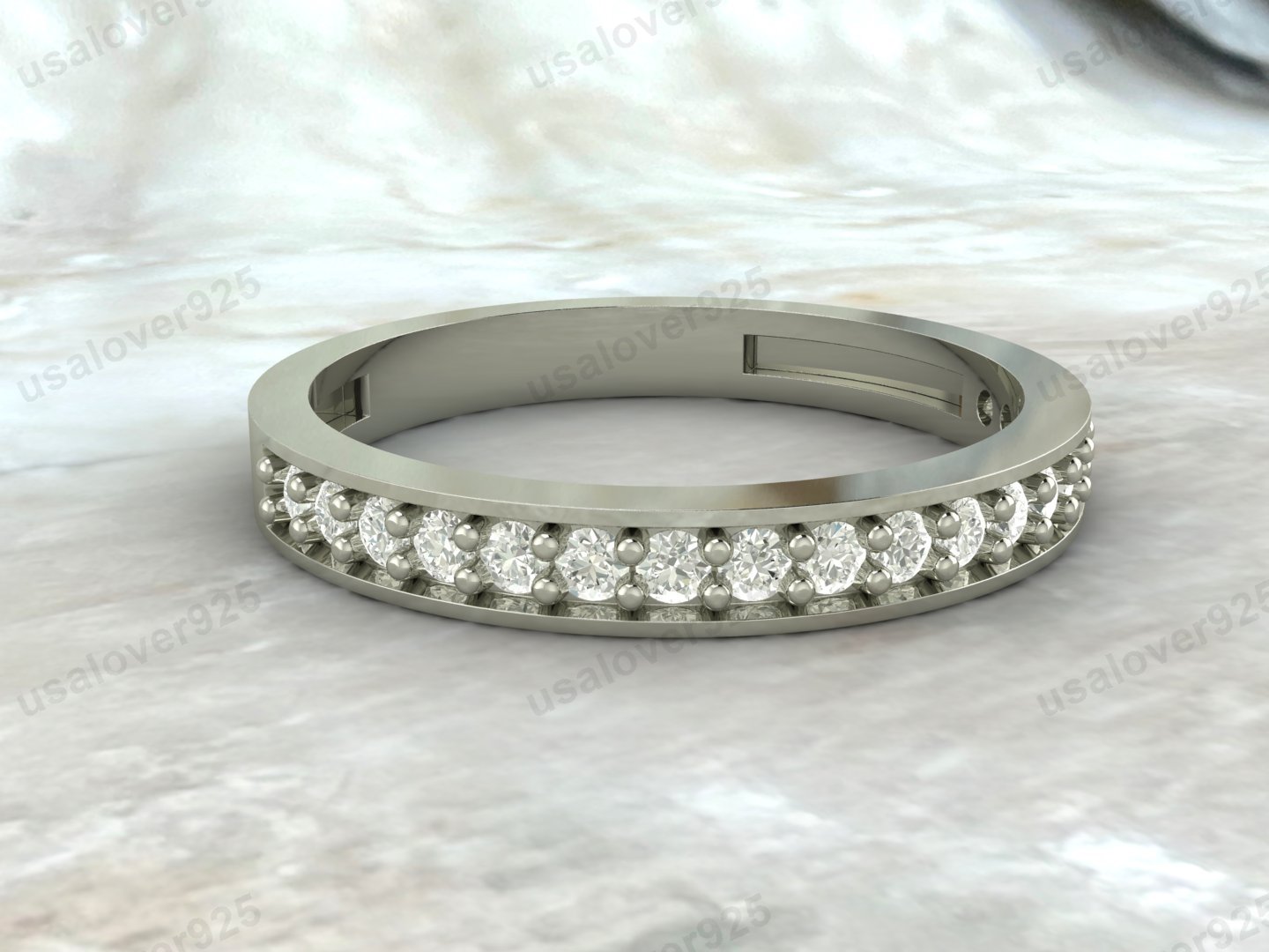 CZ Diamond Stone Half Eternity Women Band – 925 Sterling Silver Ring Jewelry - Image 4