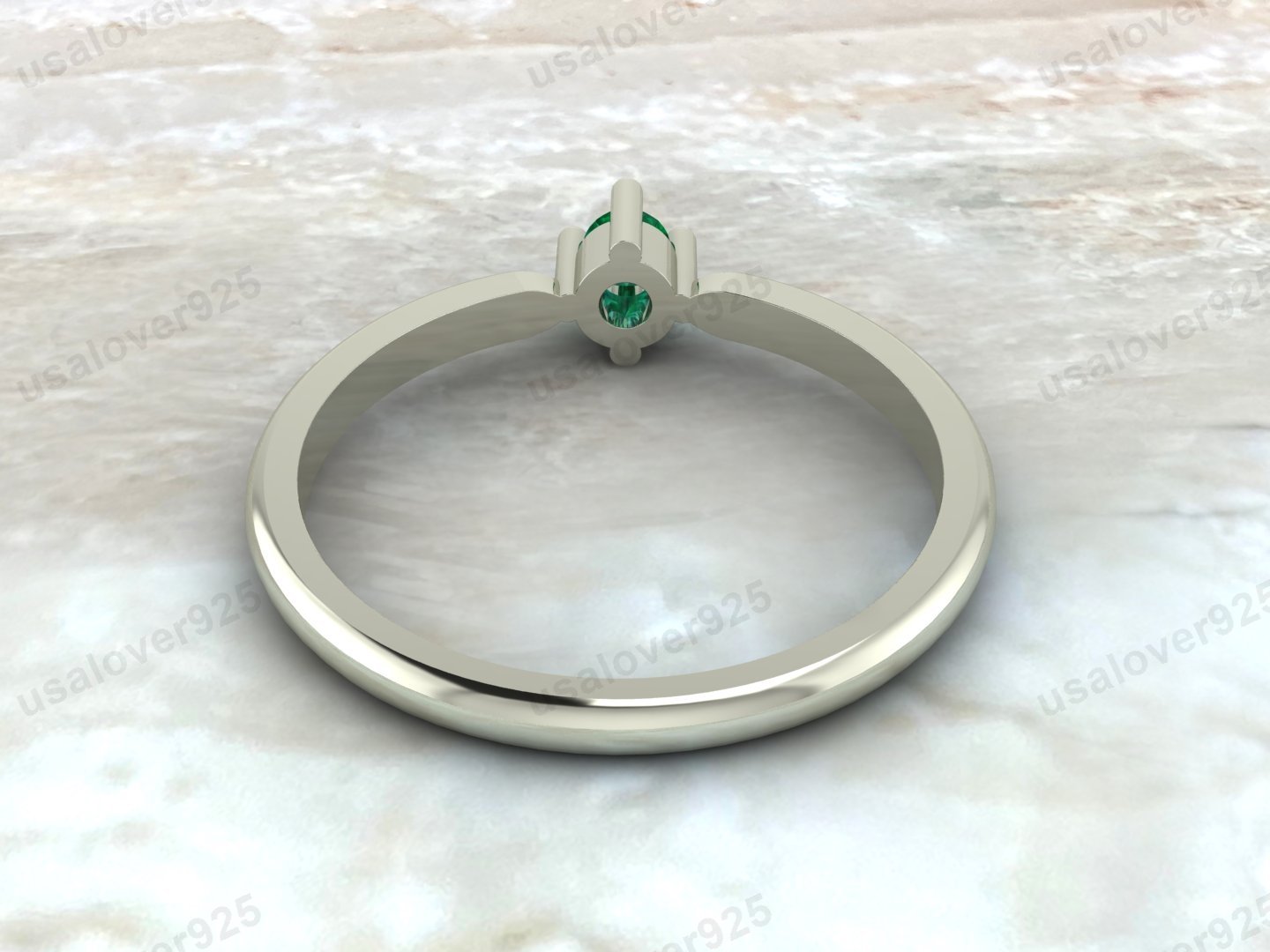 Emerald Gemstone Solitaire Women Ring – 925 Sterling Silver Jewelry - Image 4