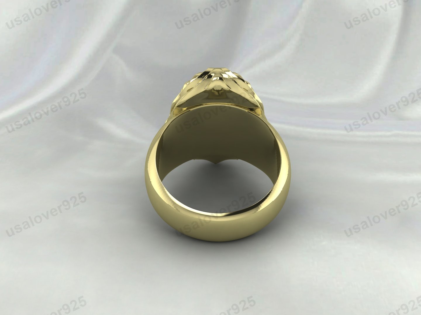 Modern Lion Unique Signet Mens Ring – High Quality Yellow Brass Jewelry - Image 3