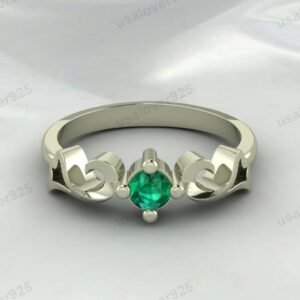 Emerald Gemstone Art Deco Design Women Ring – 925 Sterling Silver Jewelry