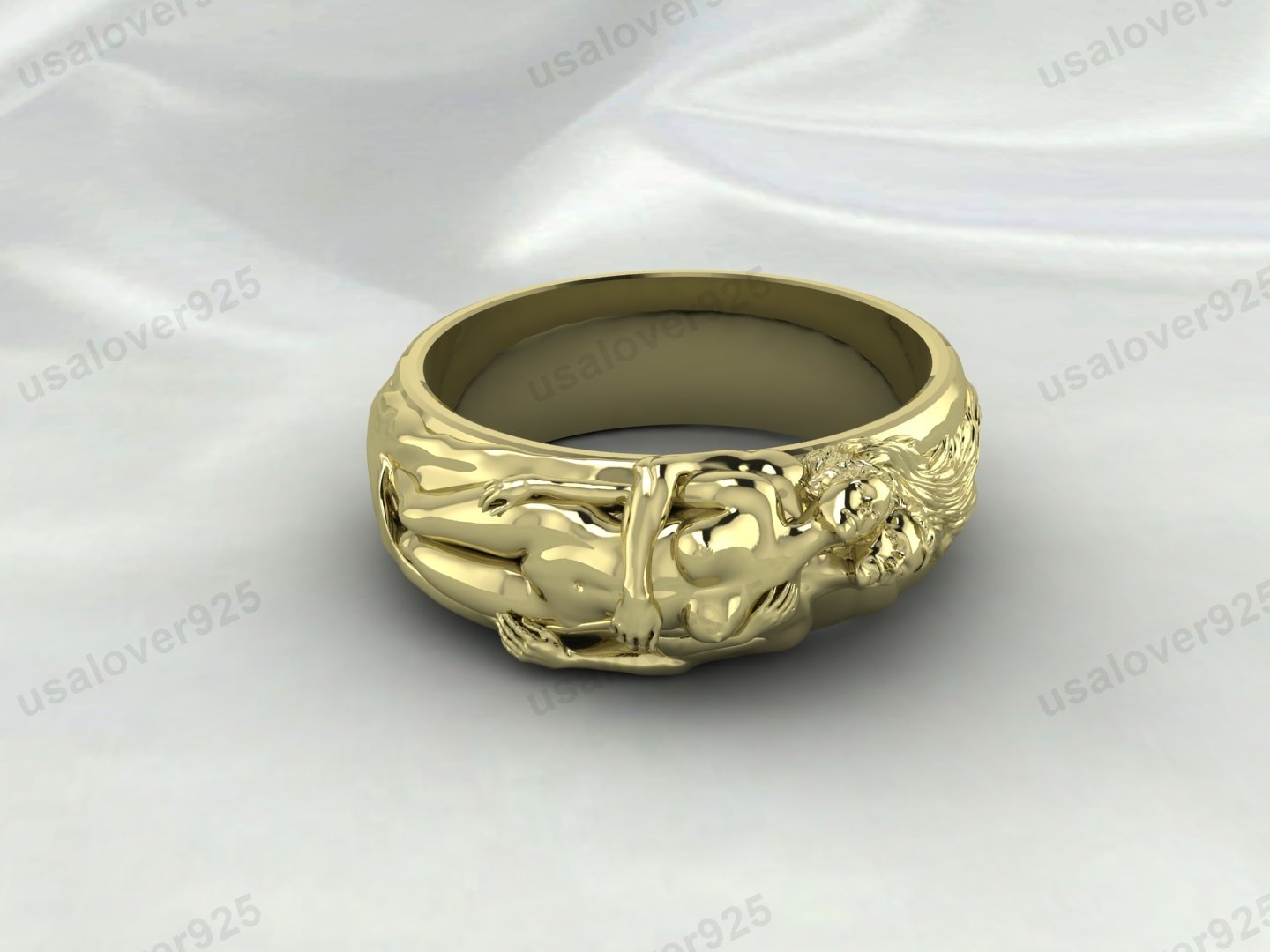 Couple Love Unique Signet Unisex Ring – High Quality Yellow Brass Jewelry