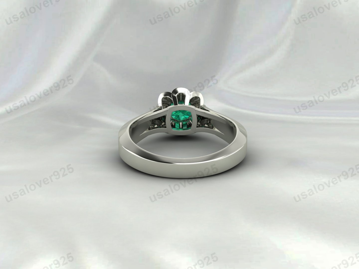 Emerald Gemstone Solitaire Women Ring – Women’s 925 Sterling Silver Jewelry - Image 4
