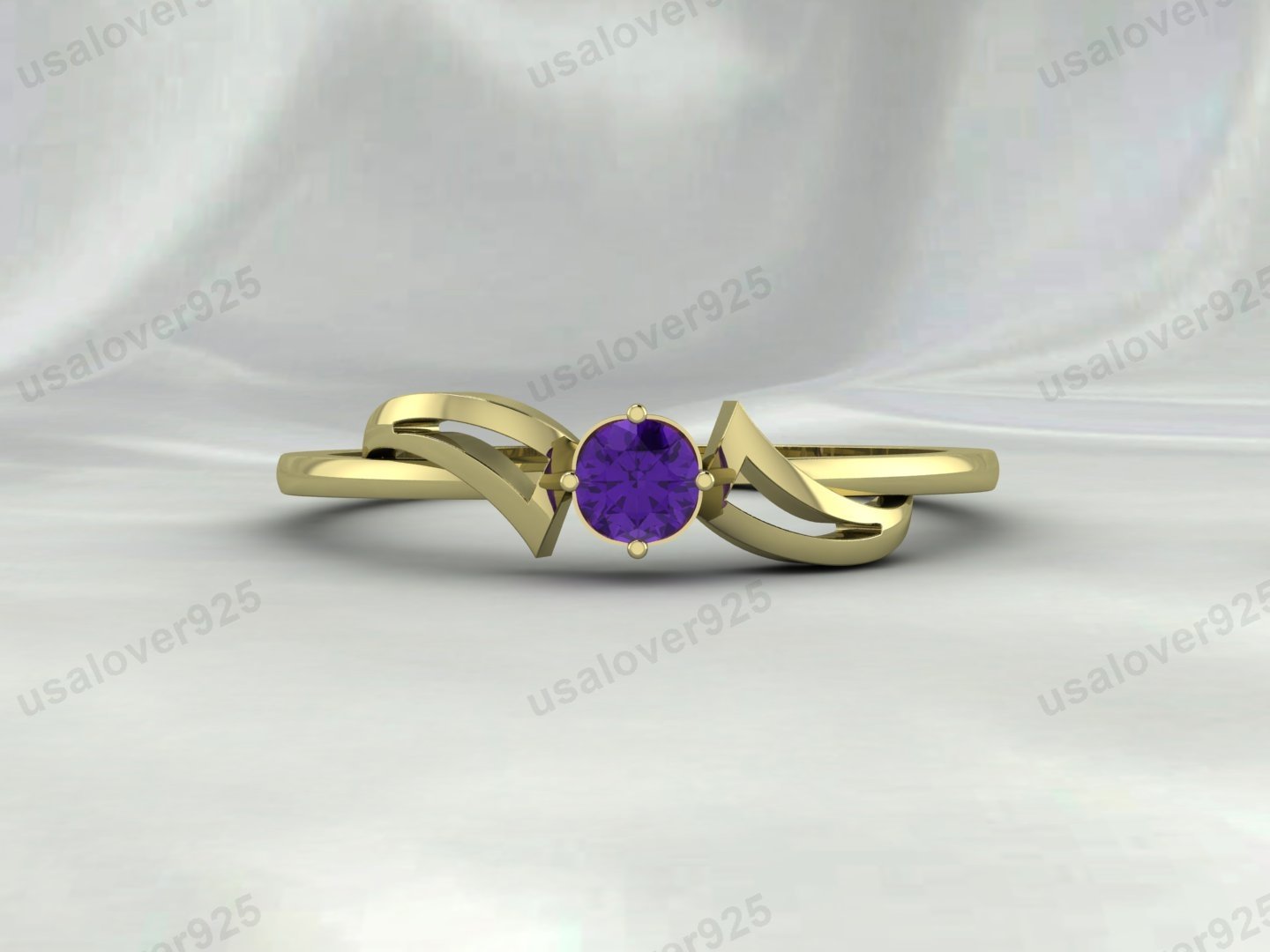 Amethyst Purple Gemstone Solitaire Women Ring – 925 Sterling Silver Jewelry