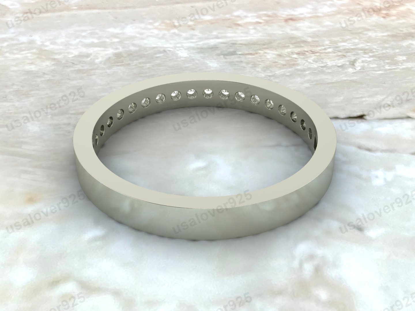 CZ Diamond Stone Half Eternity Women Band – 925 Sterling Silver Ring Jewelry - Image 3