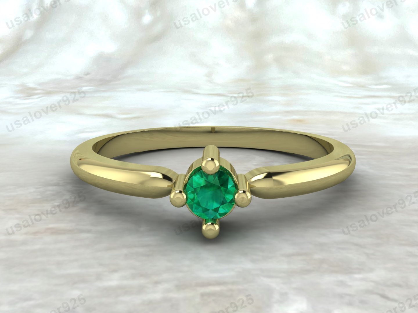 Emerald Gemstone Solitaire Women Ring – 925 Sterling Silver Jewelry - Image 3