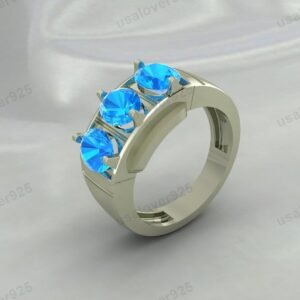 Topaz Oval Gemstone Men's Signet Ring, 925 Sterling Silver Jewelry