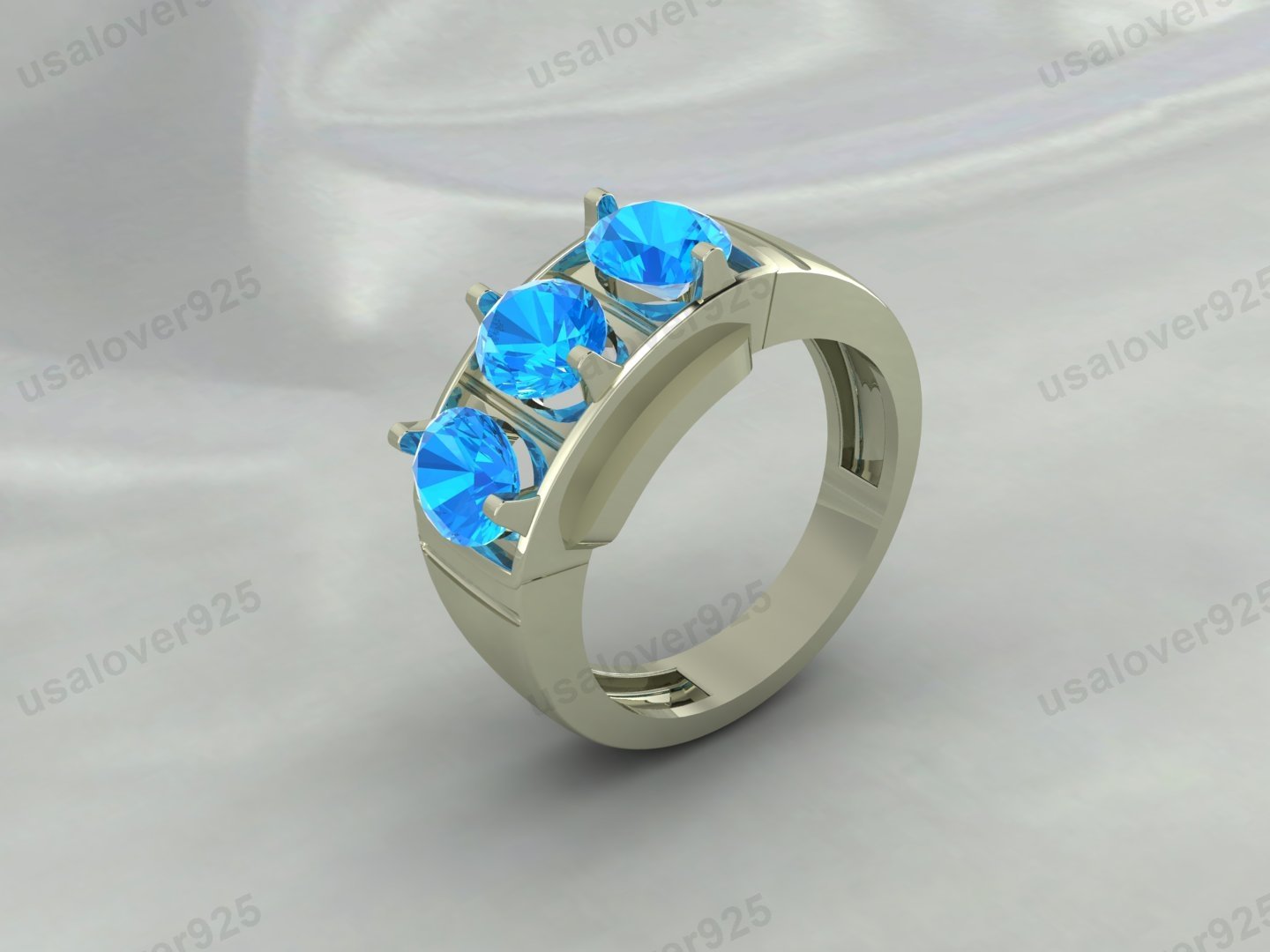 Topaz Oval Gemstone Men's Signet Ring, 925 Sterling Silver Jewelry