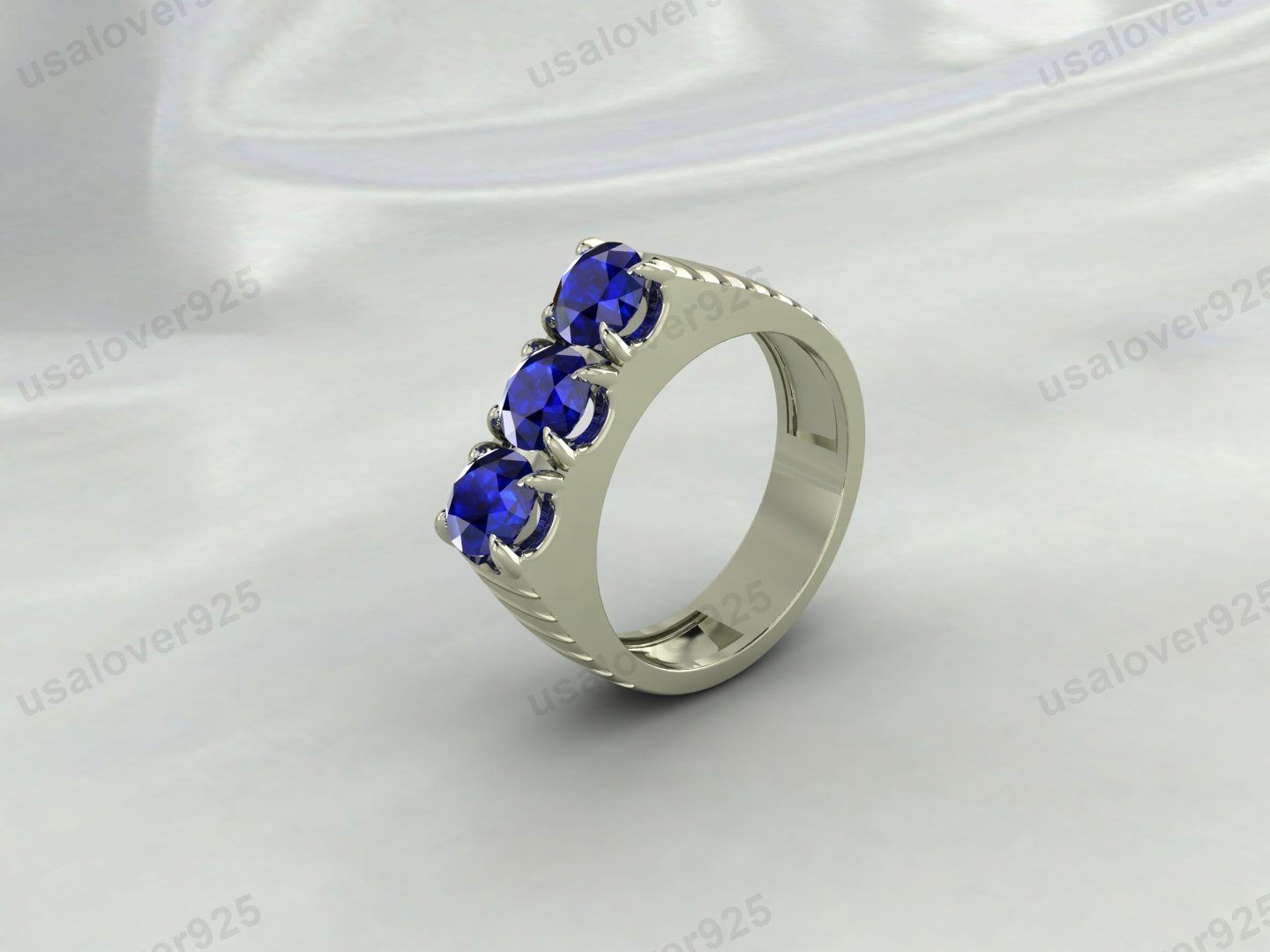 Sapphire Round Gemstone Men's Signet Ring, 925 Sterling Silver Jewelry - Image 2