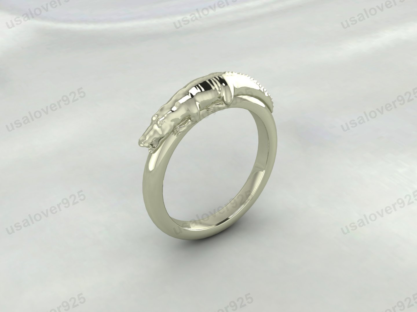 Alligator Animal Unique Design Unisex Band, 925 Sterling Silver Ring Jewelry - Image 2