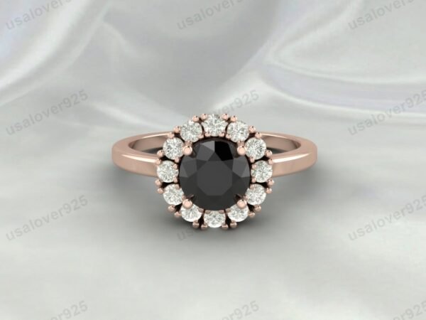 Black Onyx Gemstone Solitaire Ring – Women’s 925 Sterling Silver Jewelry - Image 3
