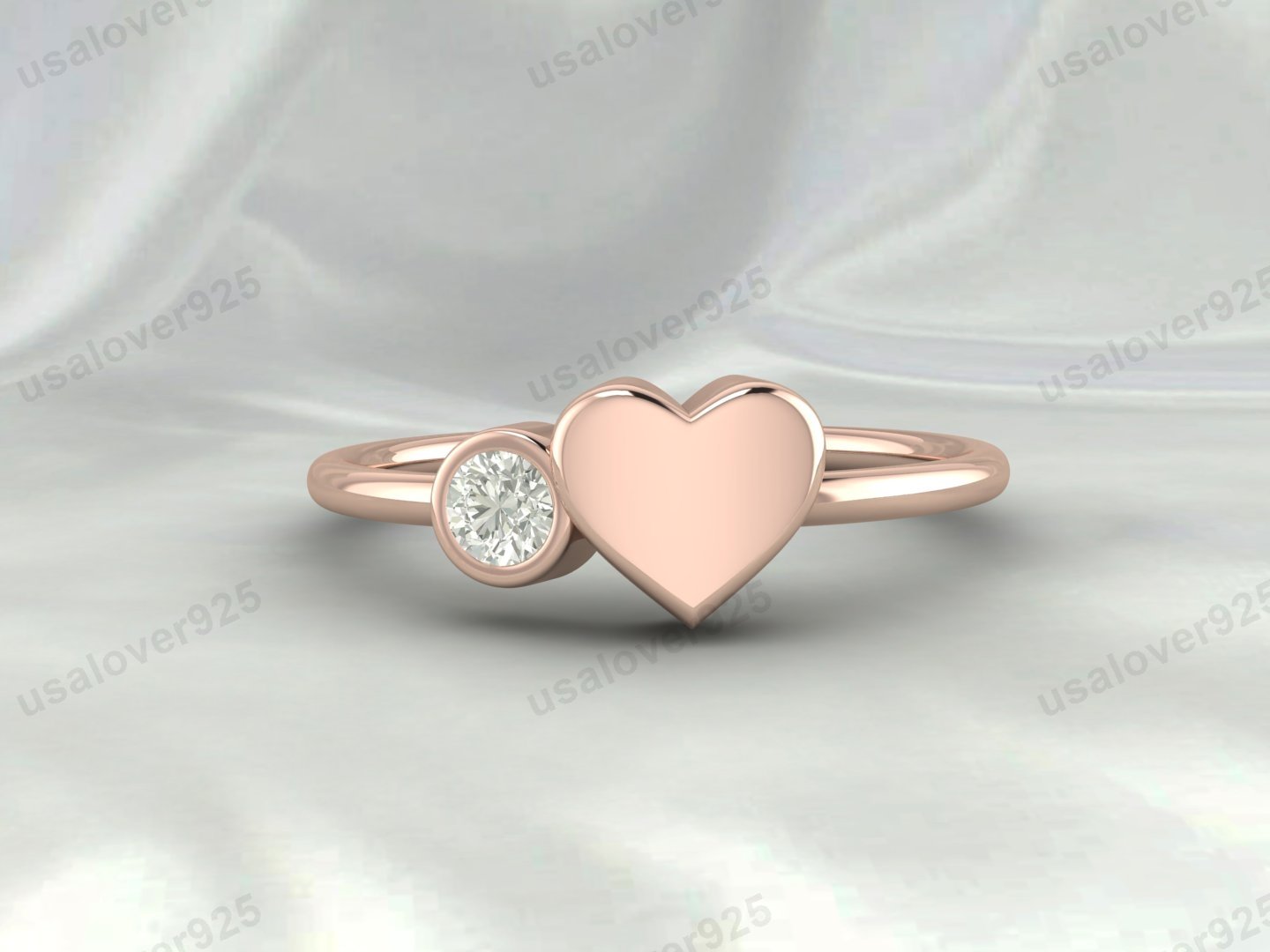 Heart Shape CZ Diamond Stone Ring – 925 Sterling Silver Jewelry - Image 2