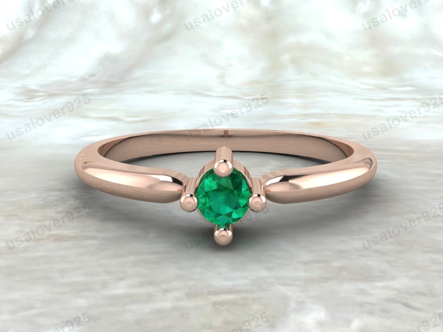 Emerald Gemstone Solitaire Women Ring – 925 Sterling Silver Jewelry - Image 2