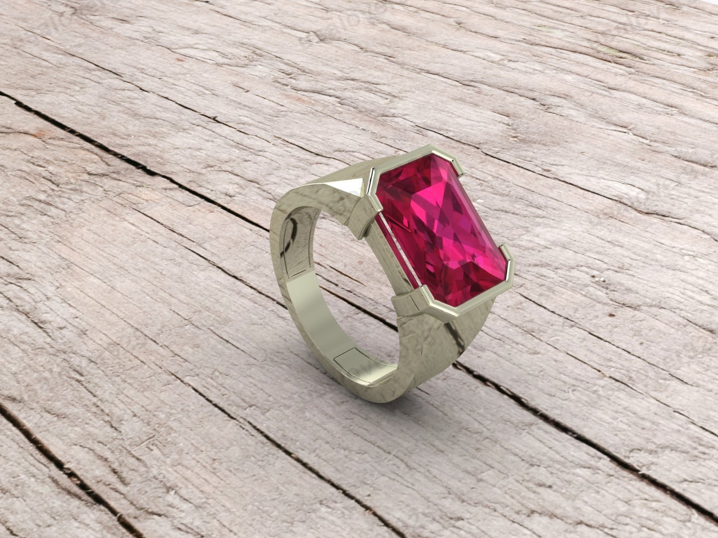 Ruby Gemstone Men's Signet Ring, 925 Solid Sterling Silver Jewelry - Image 3