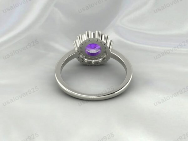 Amethyst Purple Stone Solitaire Ring – Women’s 925 Sterling Silver Jewelry - Image 4