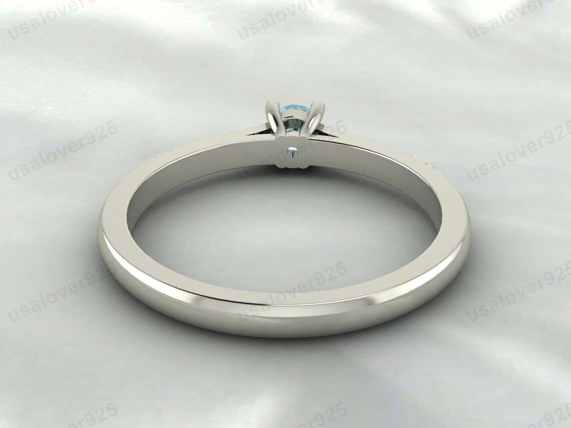 Modern Aquamarine Gemstone Solitaire Women Ring – 925 Sterling Silver Jewelry - Image 3