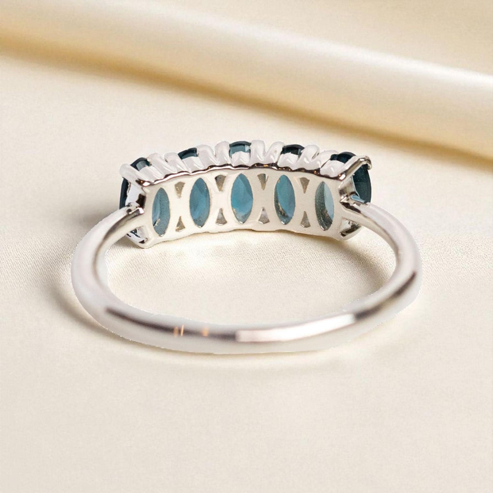 Oval Cut London Blue Topaz Gemstone Half Eternity Women Band – 925 Sterling Silver Ring Jewelry - Image 4