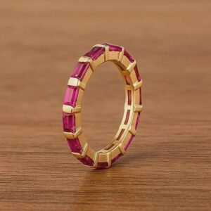 Ruby Gemstone Full Eternity Wedding Women Band – 925 Sterling Silver Ring Jewelry