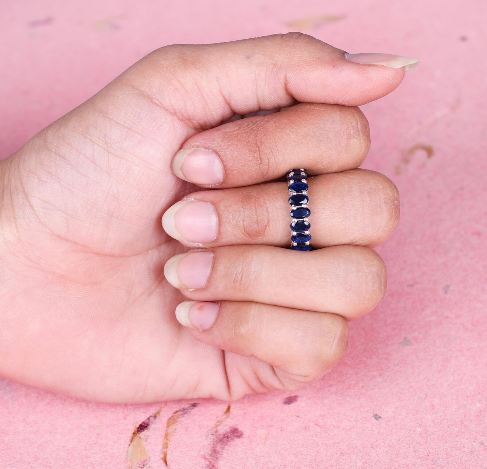 Full Eternity Sapphire Band – 925 Sterling Silver Women’s Gemstone Ring - Image 2