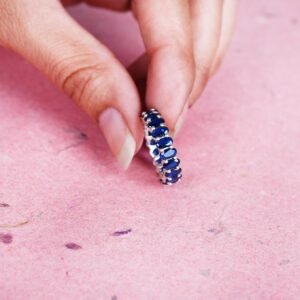 Full Eternity Sapphire Band – 925 Sterling Silver Women’s Gemstone Ring