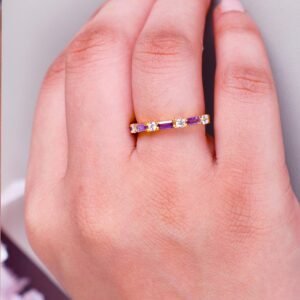 Amethyst Diamond Half Eternity Band – Bridal Jewelry, Engagement & Wedding Gift Ring