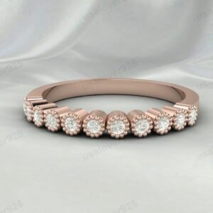 CZ Diamond Stone Half Eternity Band for Women – 925 Sterling Silver Ring Jewelry