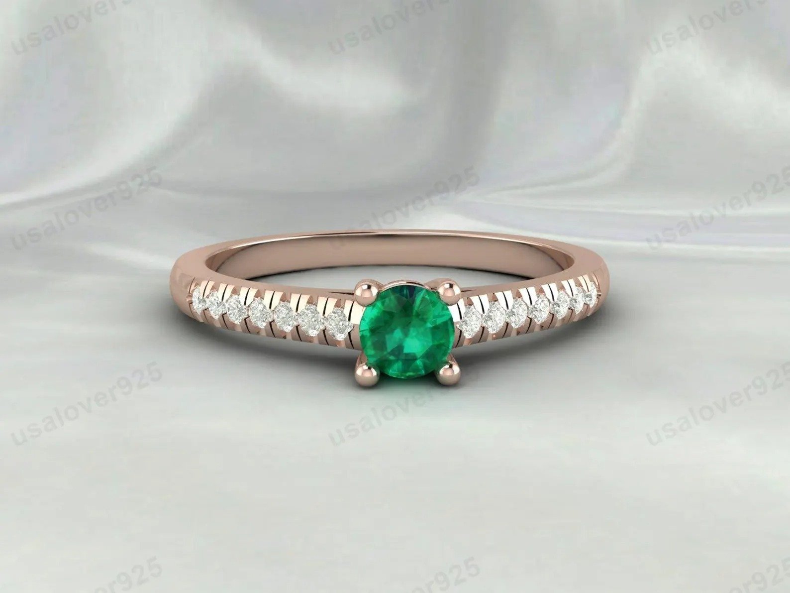 Trendy Emerald Gemstone Solitaire Women Ring – 925 Sterling Silver Jewelry - Image 2