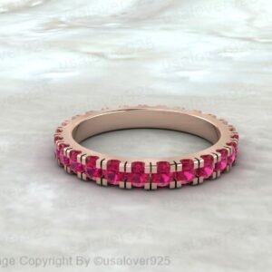Ruby Stone Full Eternity Band for Women – 925 Sterling Silver Ring Jewelry