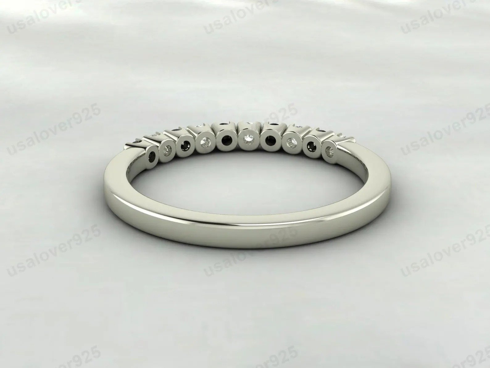 Onyx & CZ Diamond Gemstone Eternity Band for Women – 925 Sterling Silver Ring Jewelry - Image 3
