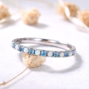 925 sterling silver jewelry blue topaz opal ring
