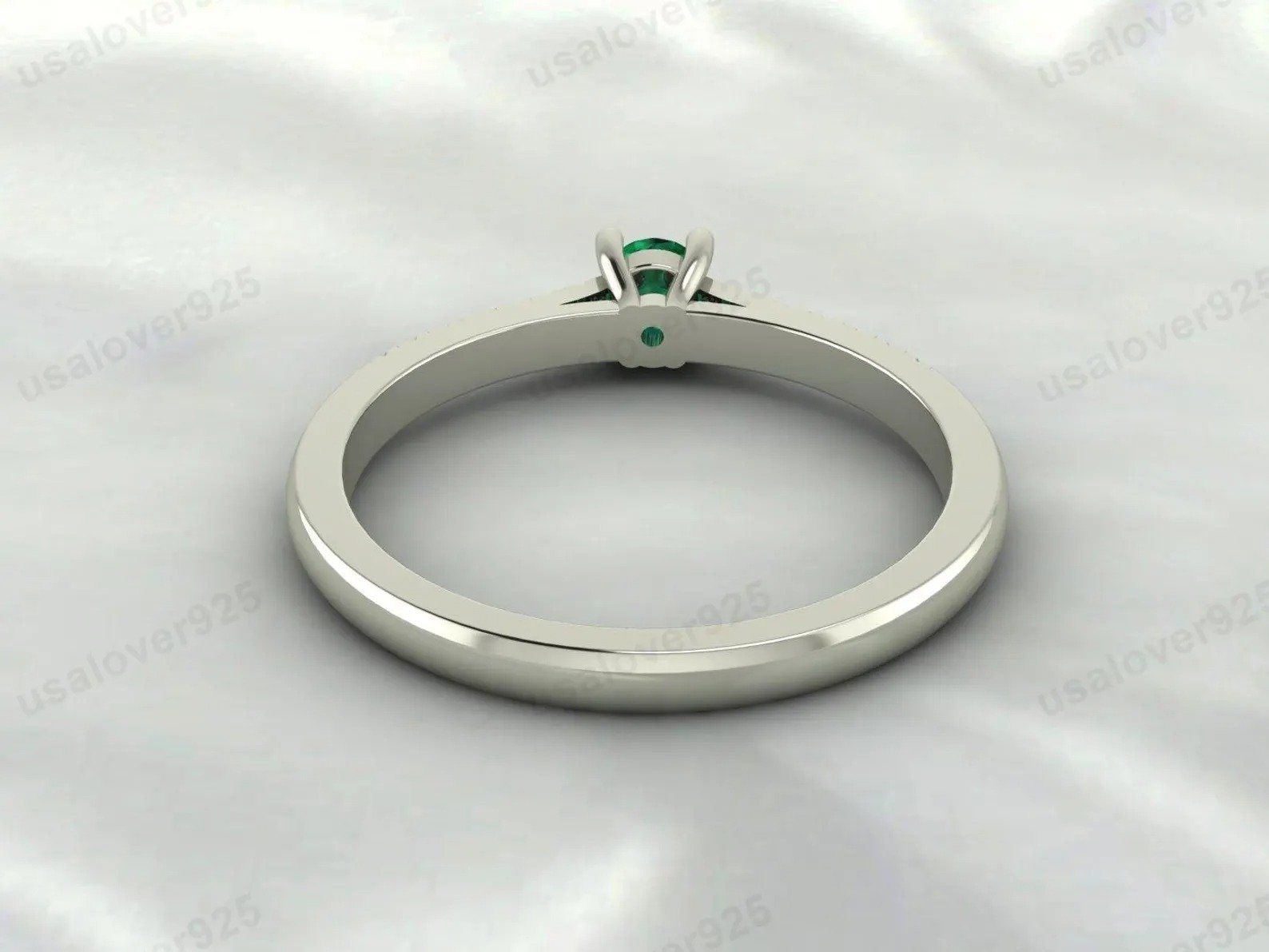 Trendy Emerald Gemstone Solitaire Women Ring – 925 Sterling Silver Jewelry - Image 3