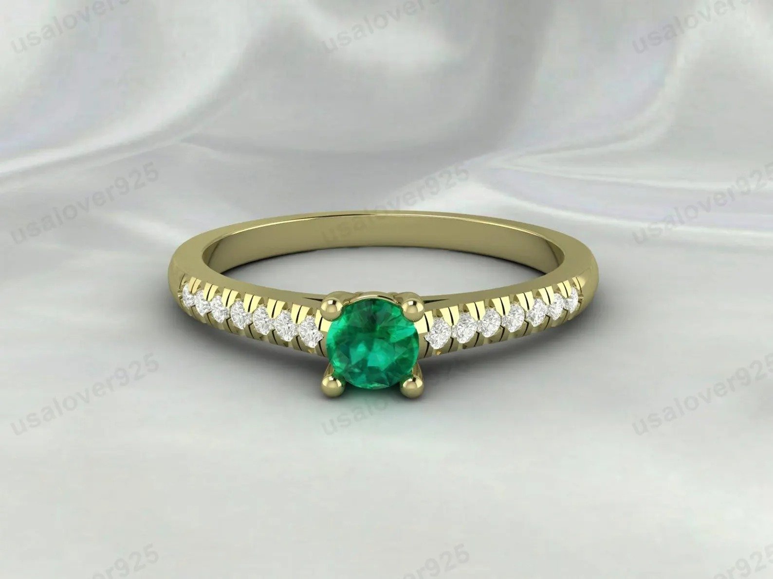 Trendy Emerald Gemstone Solitaire Women Ring – 925 Sterling Silver Jewelry - Image 4