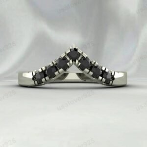 Black Onyx Stone Eternity Band for Women – 925 Sterling Silver Ring Jewelry