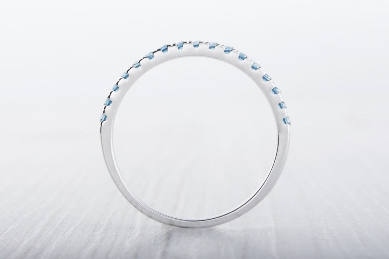 Natural Blue Topaz Gemstone Half Eternity Women Band – 925 Sterling Silver Ring Jewelry - Image 2