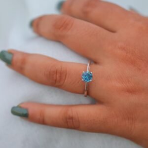 Women’s Topaz Solitaire Band – 925 Sterling Silver Gemstone Ring Jewelry